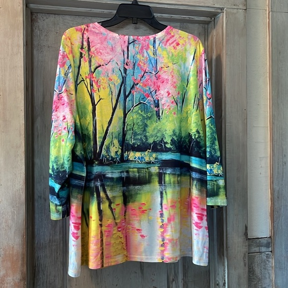Catalog Favorites - colorful art wear - v- neck 3/4 sleeve - size 1X - Picture 2 of 8